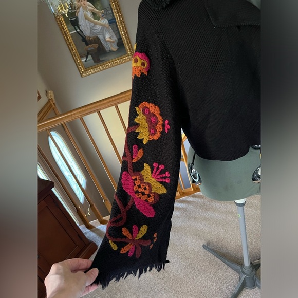 Michael Simon XL cropped embroidered sleeve sweater cardigan crochet mother day - Picture 6 of 12